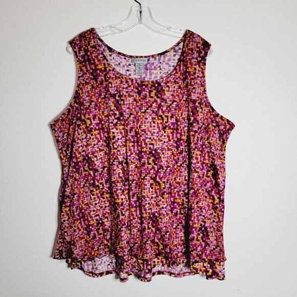 Catherines‎ Pink Top Plus Size 2X 22/24W Layered Sleeveless Pullover Stretch - Picture 1 of 5